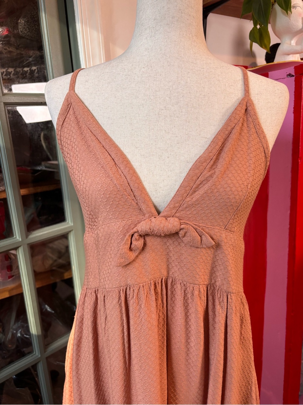 Roxy Bright Light Strappy Dress Large NWT Boho Textured Mini Dress Pockets
